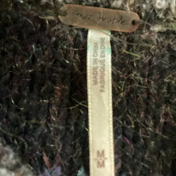 Free People Starlight Shadow Alpaca Mohair Sweater Cardigan size M Boho Cozy - Picture 4 of 12